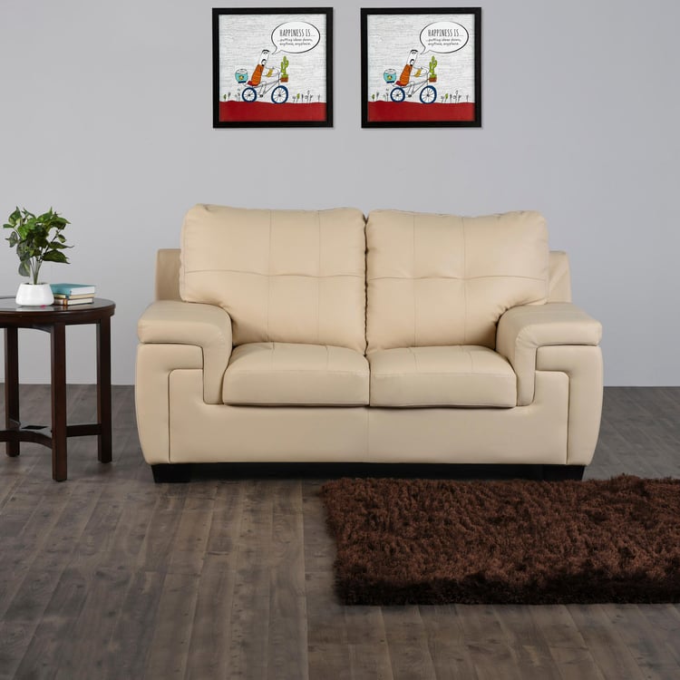 Kassel Faux Leather 2-Seater Sofa - Beige