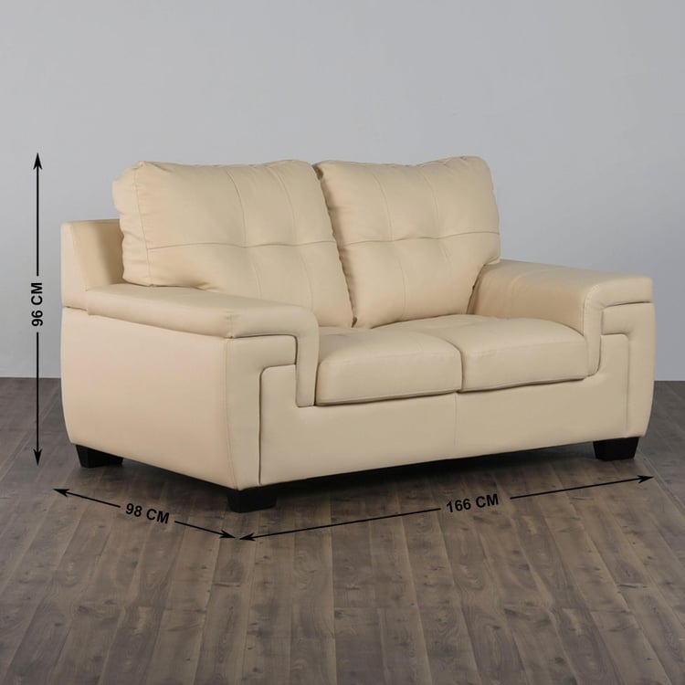 Kassel Faux Leather 2-Seater Sofa - Beige