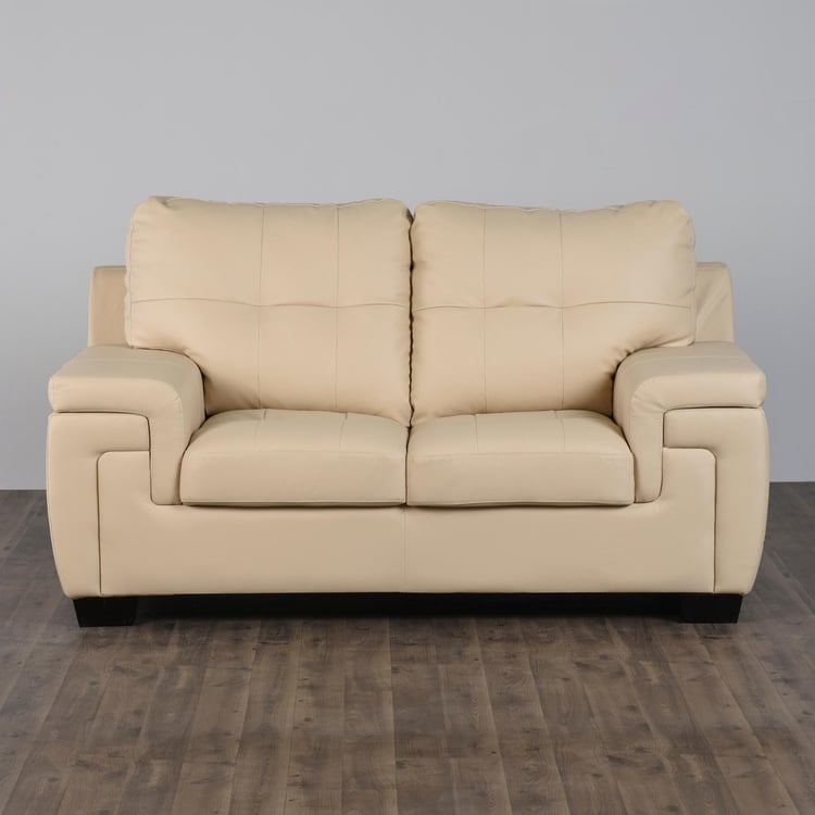 Kassel Faux Leather 2-Seater Sofa - Beige