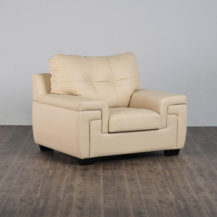 Kassel Faux Leather 1-Seater Sofa - Beige