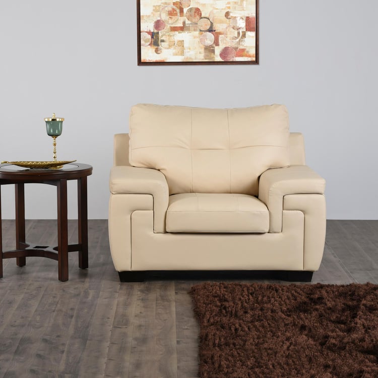 Kassel Faux Leather 1-Seater Sofa - Beige