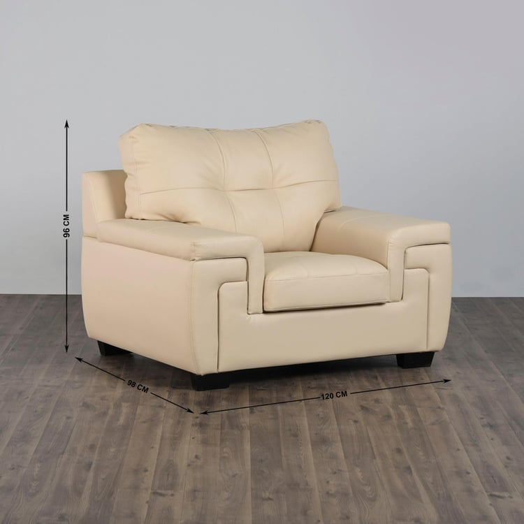 Kassel Faux Leather 1-Seater Sofa - Beige