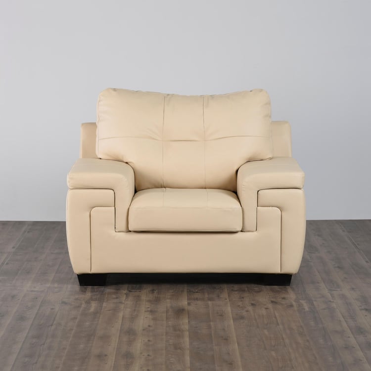 Kassel Faux Leather 1-Seater Sofa - Beige