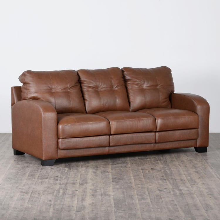 Buy Vista Half Leather 3-Seater Sofa - Brown from Home Centre at just ...