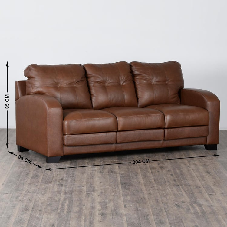 Vista Half Leather 3-Seater Sofa - Brown