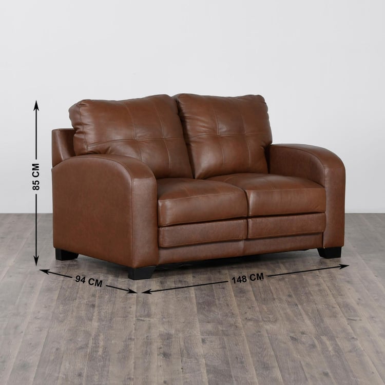 Vista Half Leather 2-Seater Sofa - Brown