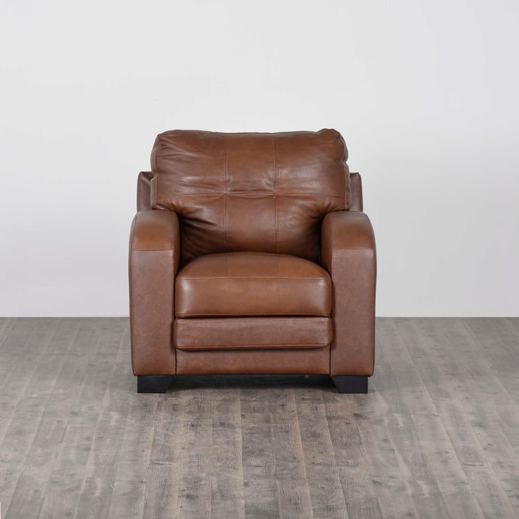 Vista Half Leather 1-Seater Sofa - Brown