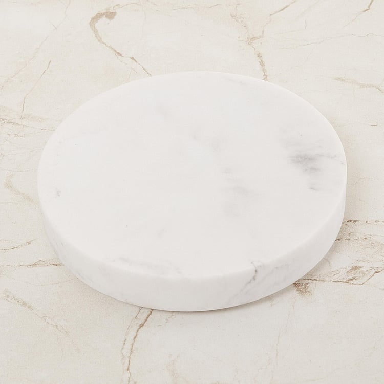 Marshmallow Solid Poly Resin Oval Soap Dish  : 12 cmL x 12 cmW x 2.5 cmH  White