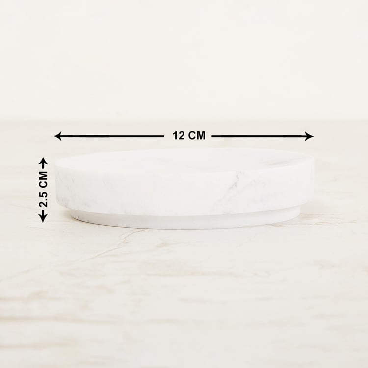 Marshmallow Solid Poly Resin Oval Soap Dish  : 12 cmL x 12 cmW x 2.5 cmH  White