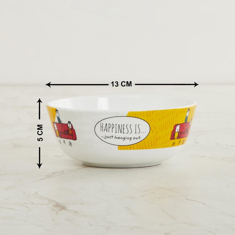 Melina Doris Printed Bone China Cereal Bowl - 360ml - Set of 4