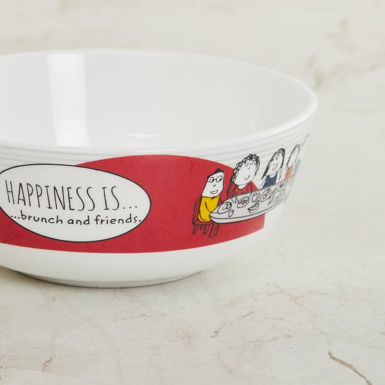 Melina Doris Printed Bone China Cereal Bowl - 360ml - Set of 4