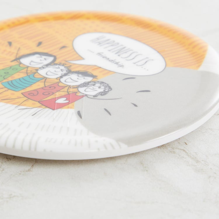 Happiness Printed Round Coasters - Set Of 6