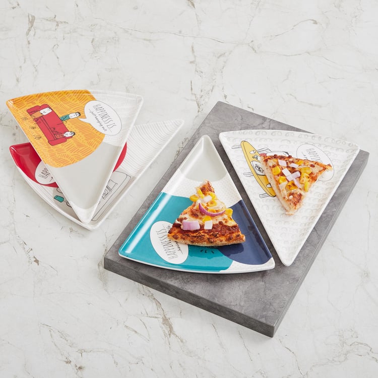 Happiness Printed Pizza Plate - Set Of 4 - 21 cm X 17 cm