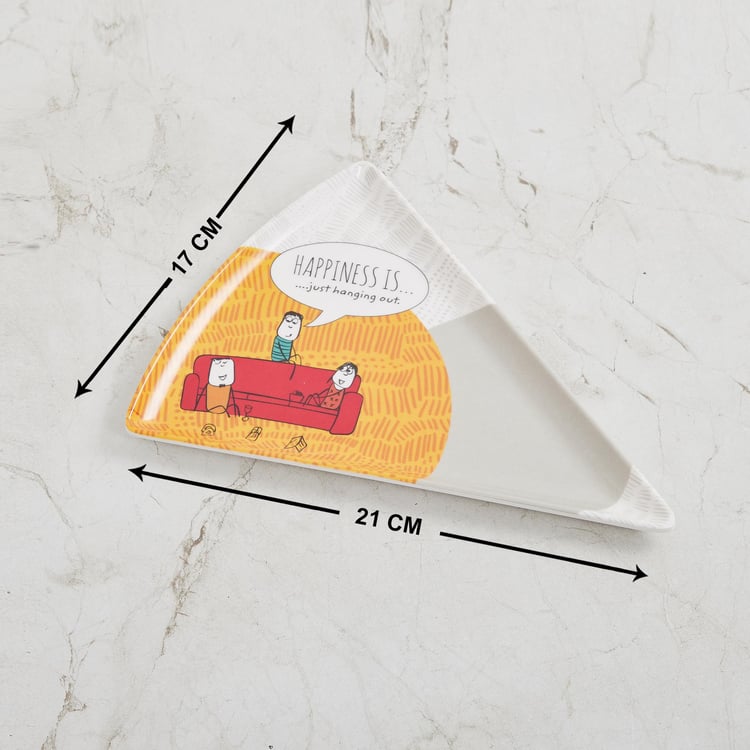 Happiness Printed Pizza Plate - Set Of 4 - 21 cm X 17 cm