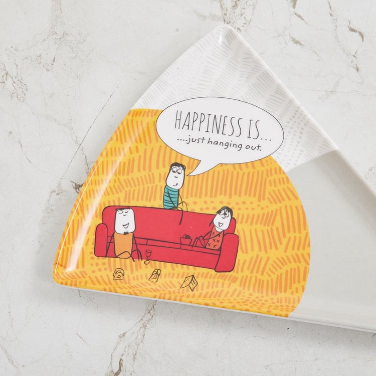 Happiness Printed Pizza Plate - Set Of 4 - 21 cm X 17 cm