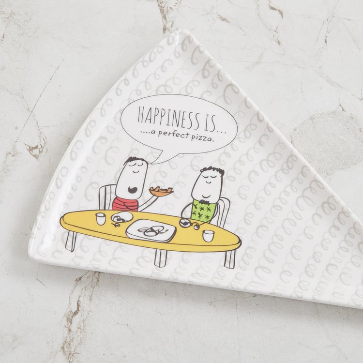 Happiness Printed Pizza Plate - Set Of 4 - 21 cm X 17 cm