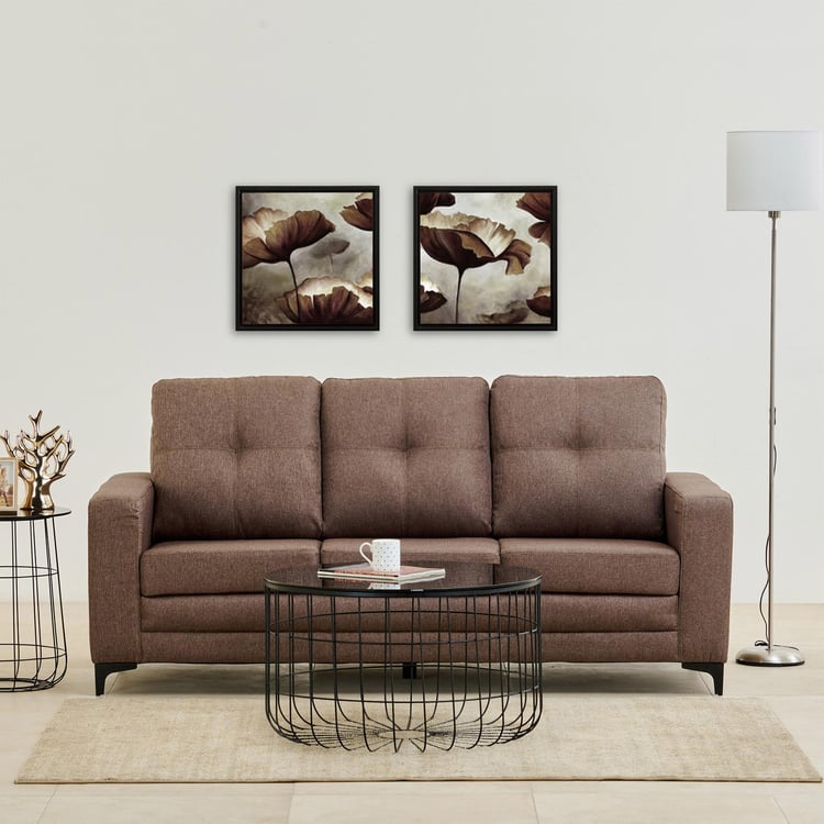 Allen Fabric 3-Seater Sofa - Brown