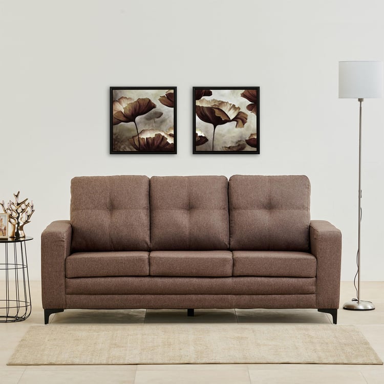 Allen Fabric 3-Seater Sofa - Brown