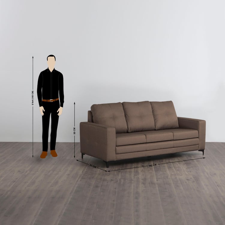 Allen Fabric 3-Seater Sofa - Brown
