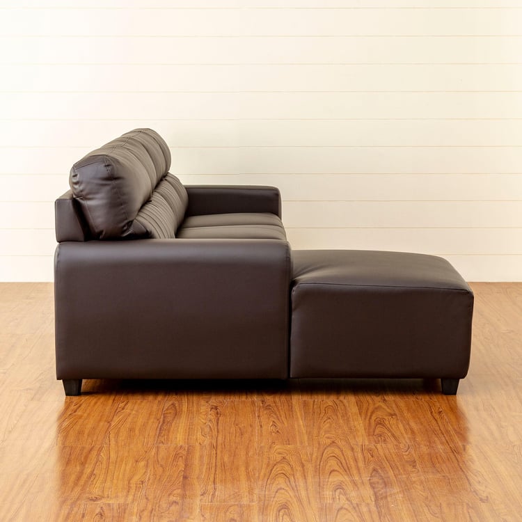 Albury Faux Leather 3-Seater Left Corner Sofa with Chaise - Brown