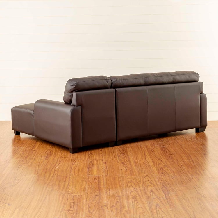 Albury Faux Leather 3-Seater Right Corner Sofa with Chaise - Brown