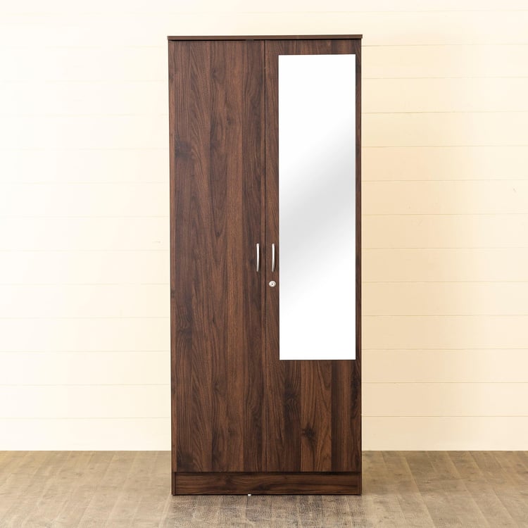 Helios Lewis 2-Door Wardrobe with Mirror - Brown