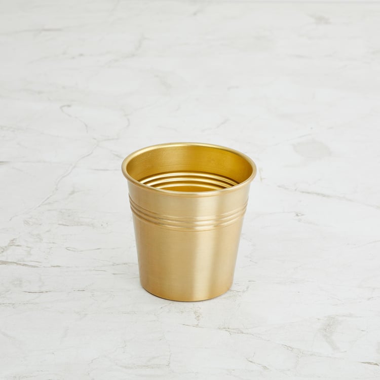 Valencia Gold Solid Metal Planter With Tray - 4Pcs