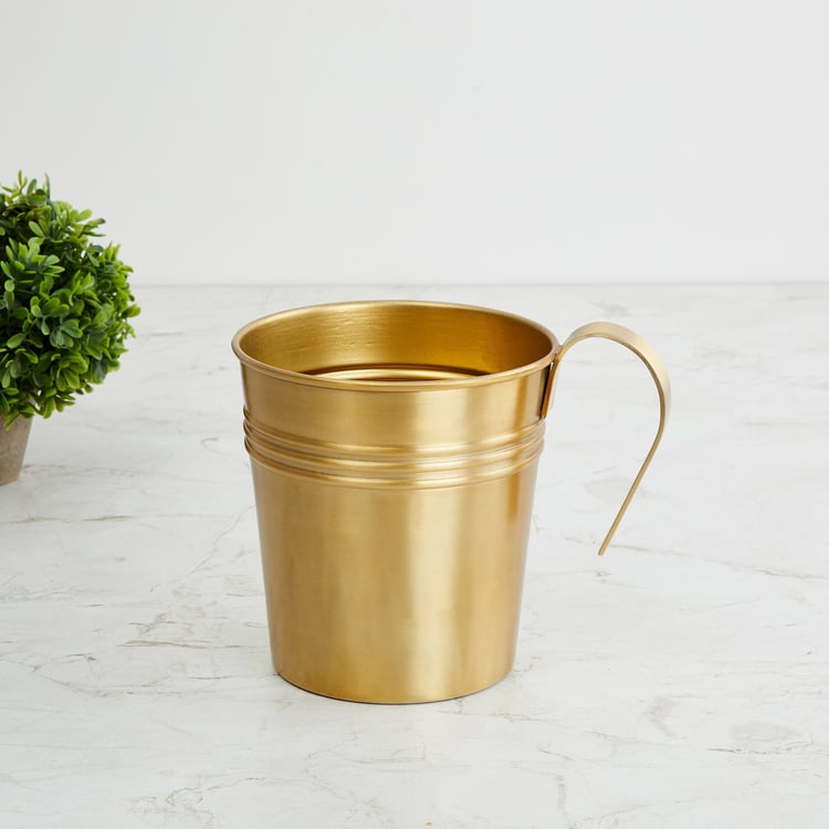 Valencia-Back Wall Solid Metal - Railing Planter with Handle : 24 cm  L x 24 cm  W x 20 cm  H - Gold