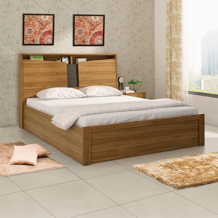 Quadro Flex King Bed with Box Storage - Brown