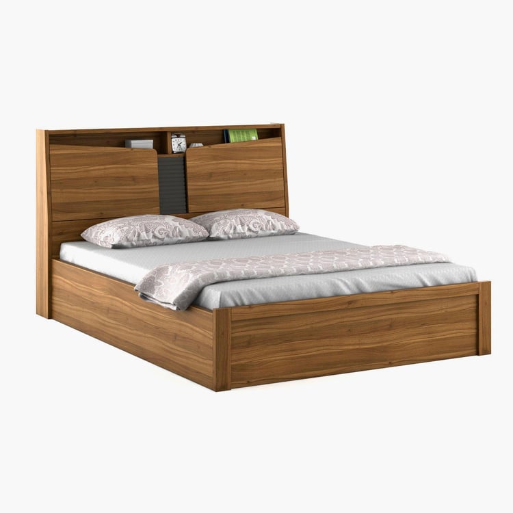 Quadro Flex King Bed with Hydraulic Storage - Brown