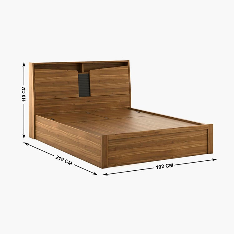 Quadro Flex King Bed with Hydraulic Storage - Brown