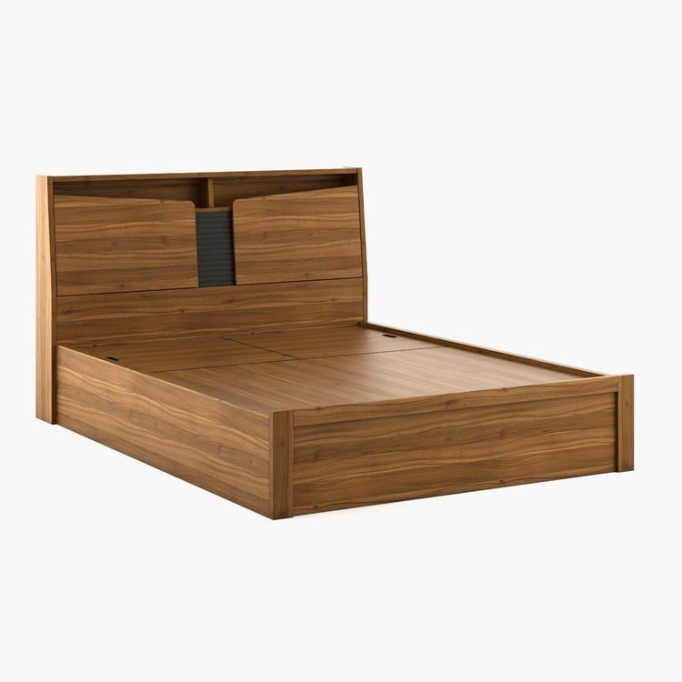 Quadro Flex King Bed with Hydraulic Storage - Brown