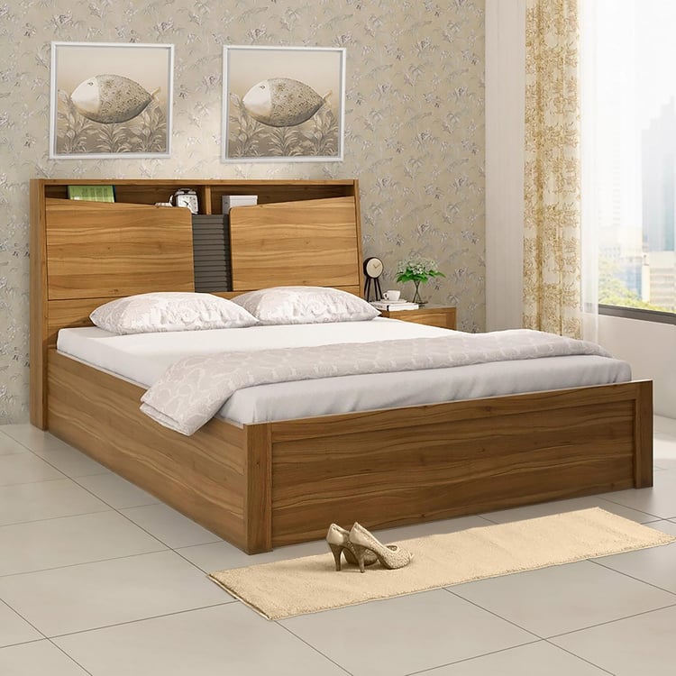 Quadro Flex Queen Bed with Hydraulic Storage - Brown