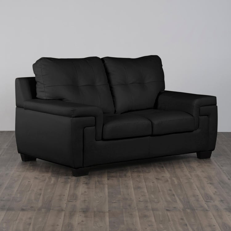 Kassel Faux Leather 2-Seater Sofa - Black