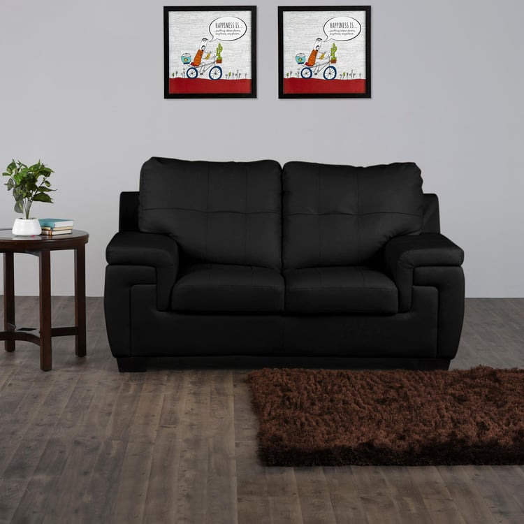 Kassel Faux Leather 2-Seater Sofa - Black