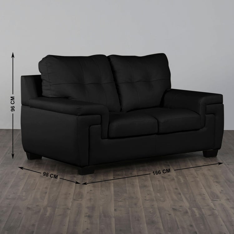 Kassel Faux Leather 2-Seater Sofa - Black