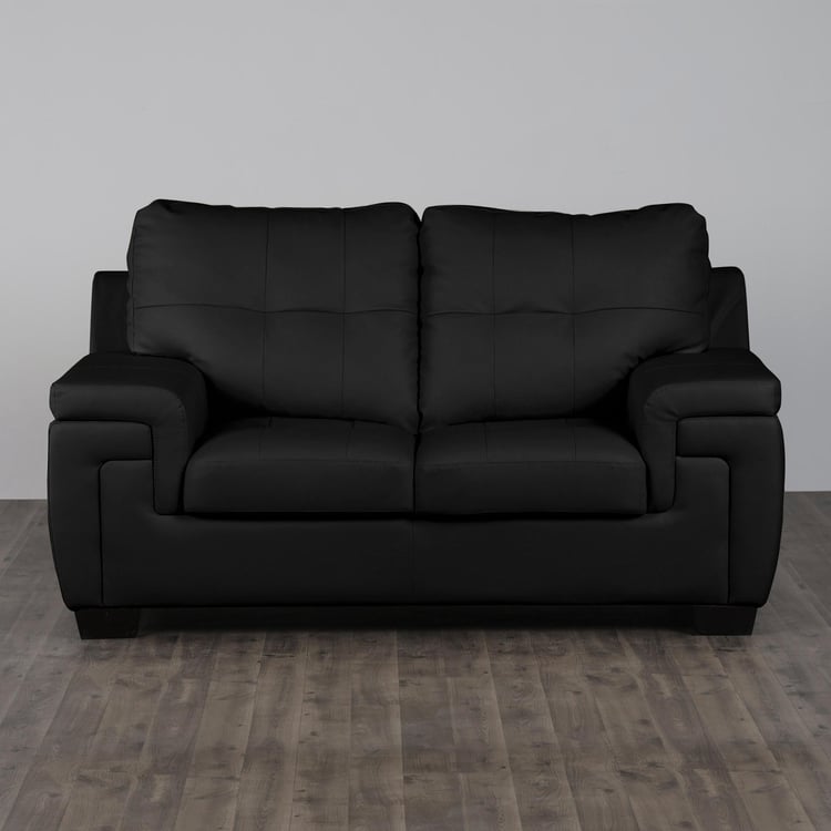 Kassel Faux Leather 2-Seater Sofa - Black