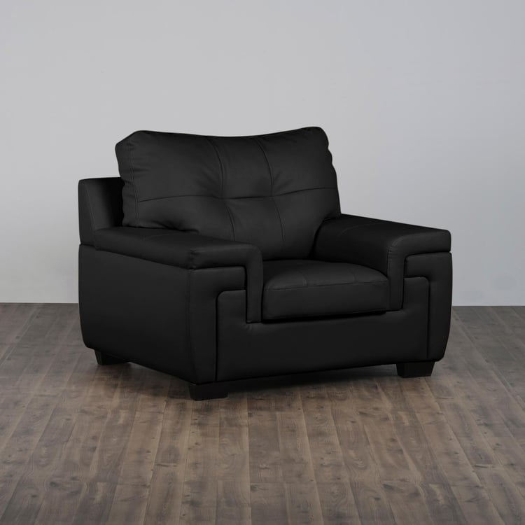 Kassel Faux Leather 1-Seater Sofa - Black