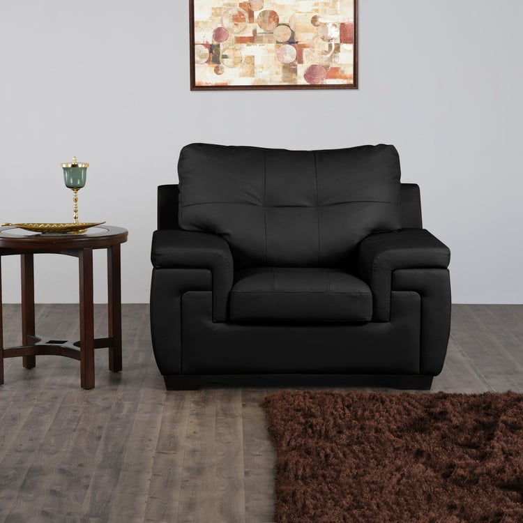 Kassel Faux Leather 1-Seater Sofa - Black