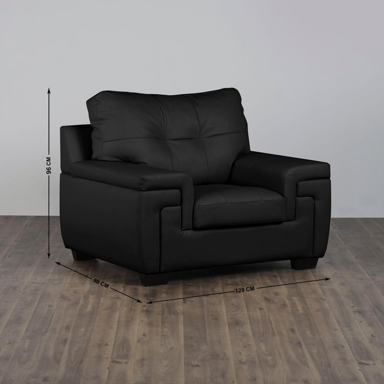 Kassel Faux Leather 1-Seater Sofa - Black