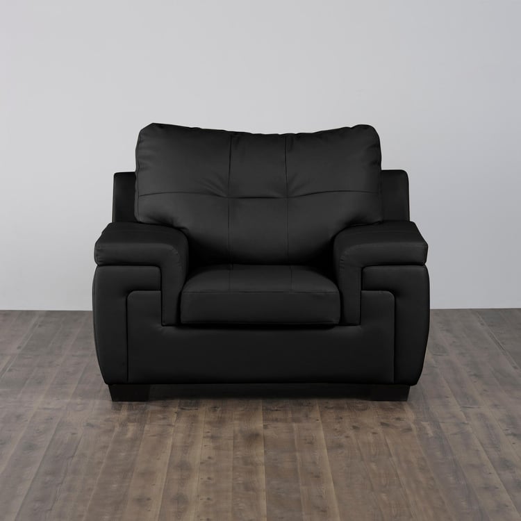 Kassel Faux Leather 1-Seater Sofa - Black