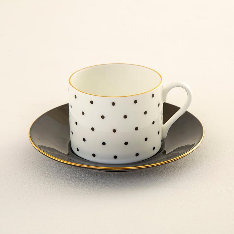 Andrey Polka Dot Bone China Cup and Saucer - 250ml