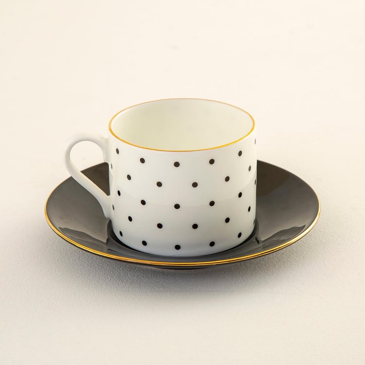 Andrey Polka Dot Bone China Cup and Saucer - 250ml