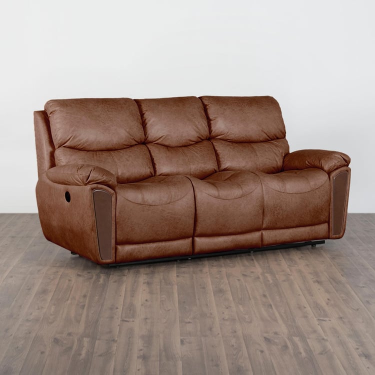 Moscow Brown Faux Leather Three Seater Electric Recliner