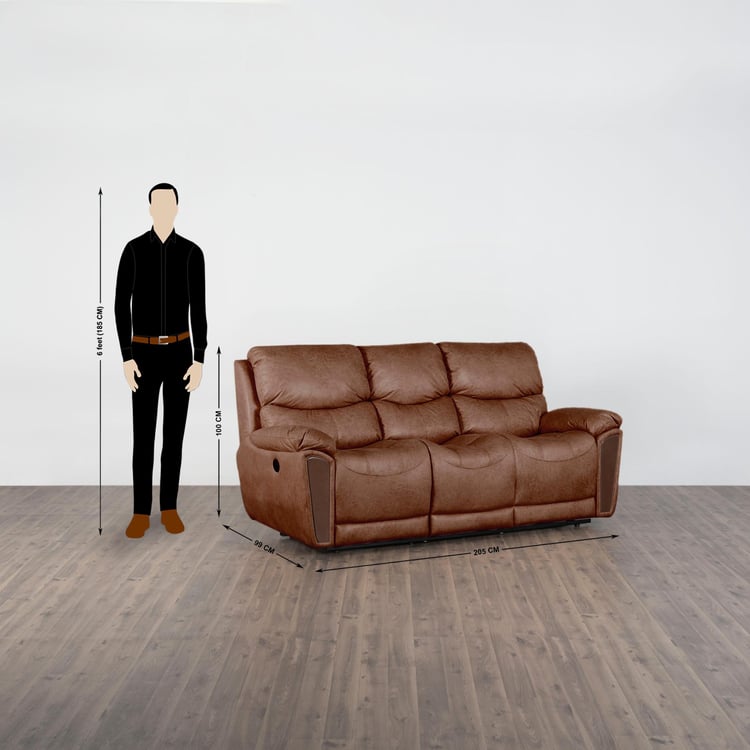 Moscow Brown Faux Leather Three Seater Electric Recliner