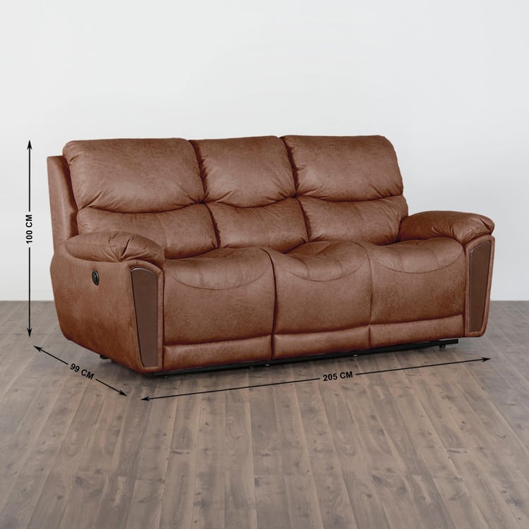 Moscow Brown Faux Leather Three Seater Electric Recliner