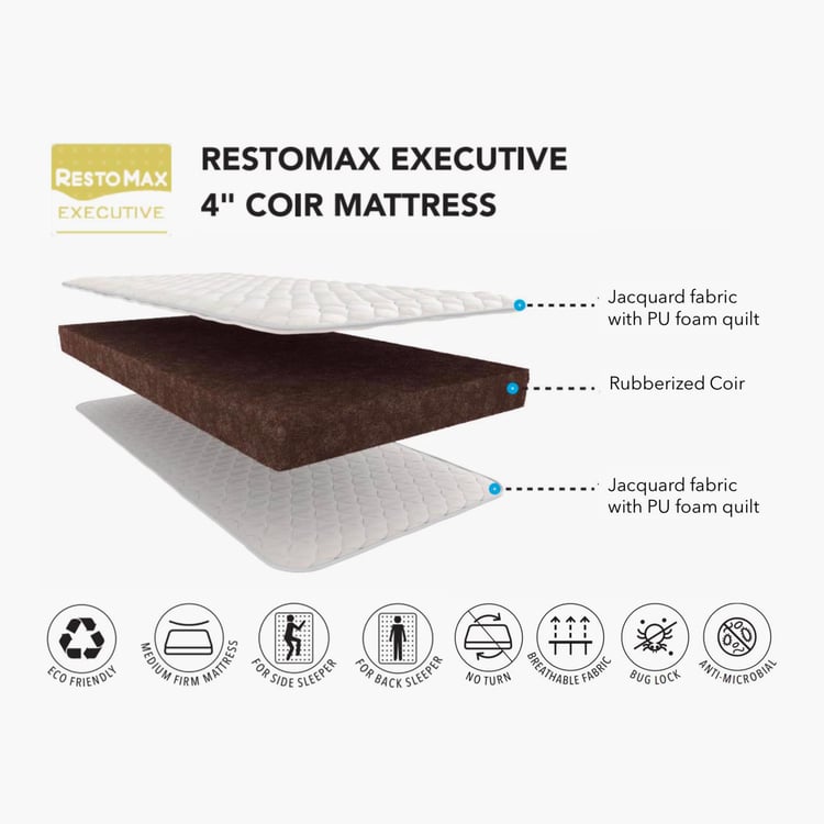 Restomax Executive 4-Inch Coir Teen Mattress, 120x195cm - White