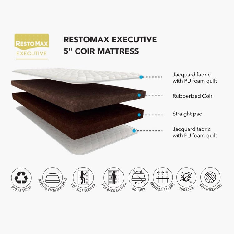 Restomax Executive 5-Inches Coir King Mattress, 180x195cm - White