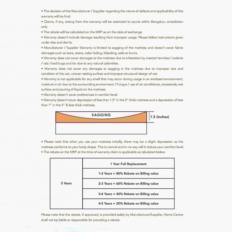 Restofit Ultima 4+2 Inch Orthopaedic Teen Mattress with HR Foam, 120x195cm - White