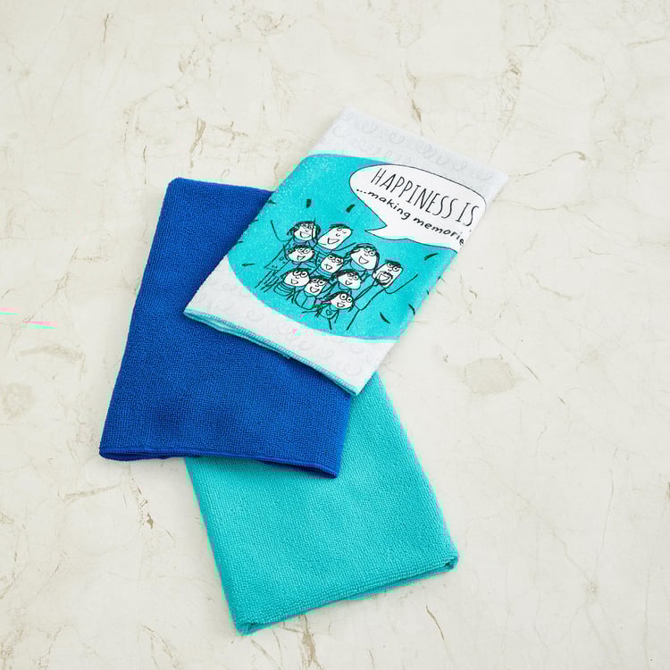 Happiness Printed Dish Cloth - Set of 3 - 40 x 60 cm